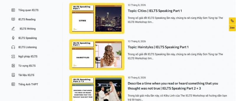 tự học ielts speaking trên web The IELTS Workshop